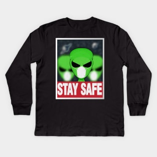 STAY SAFE ALIENS Kids Long Sleeve T-Shirt